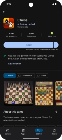 Press Install and follow the instructions on the screen to install the app.