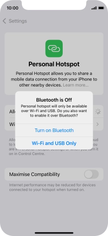 If Wi-Fi is turned on, press Wi-Fi and USB Only.