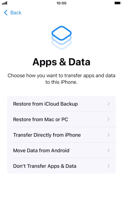 Press Don't Transfer Apps & Data and follow the instructions on the screen to finish the activation.