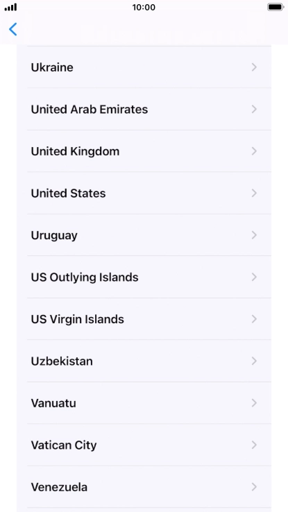Press the required country or area.