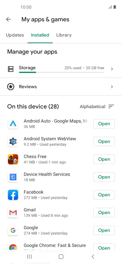 Press the required app. Press the required app.