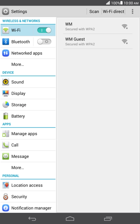 Press the required Wi-Fi network.