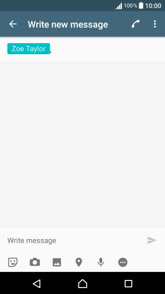 Press the text input field and write the text for your text message.