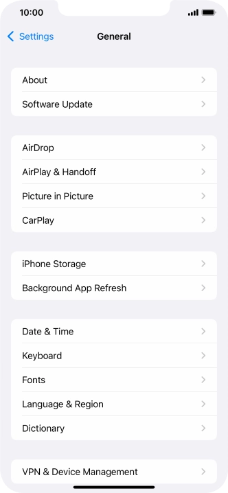 Press Software Update. If a new software version is available, it's displayed. Follow the instructions on the screen to update the phone software.