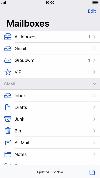 Press the required email account.
