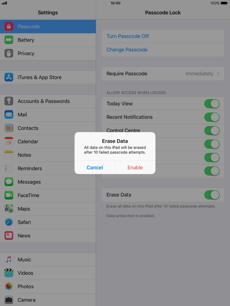 If you turn on the function, press Enable. If you turn on the function, press Enable.