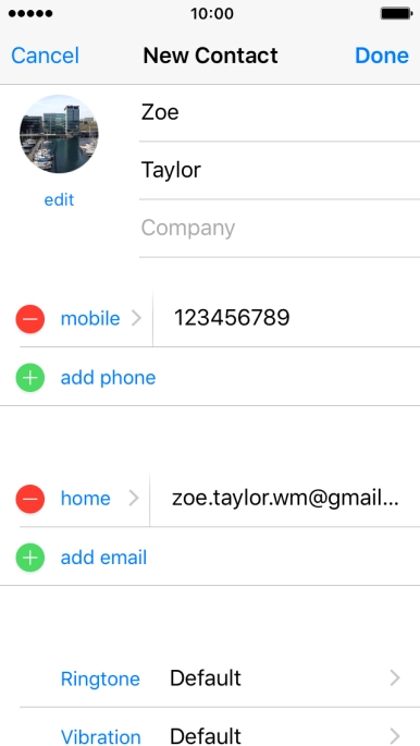 Press the field next to the email address.