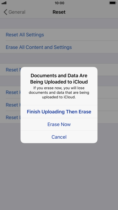 Press the required setting.
