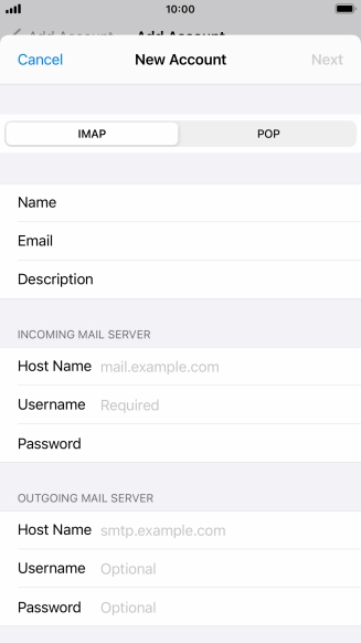 Press IMAP.