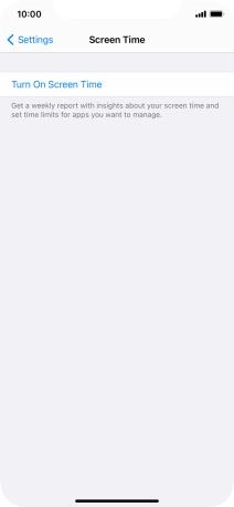 Press Turn On Screen Time. Press Turn On Screen Time.