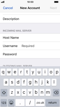 Press Username and key in the username for your email account. Press Username and key in the username for your email account.