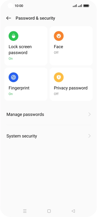 Press Lock screen password and key in the additional phone lock code you created earlier.