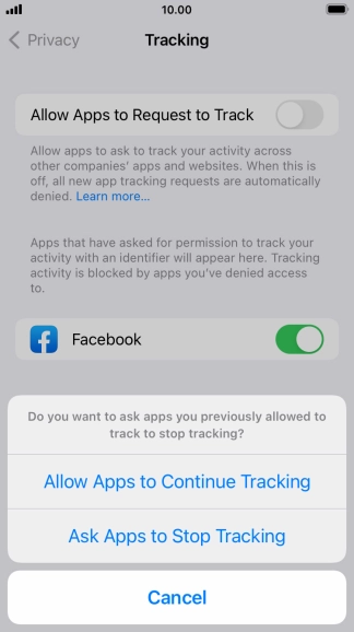 If you turn off the function, press the required setting.