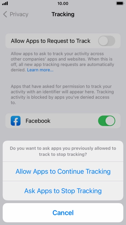 If you turn off the function, press the required setting.