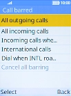 Select the required barring type.