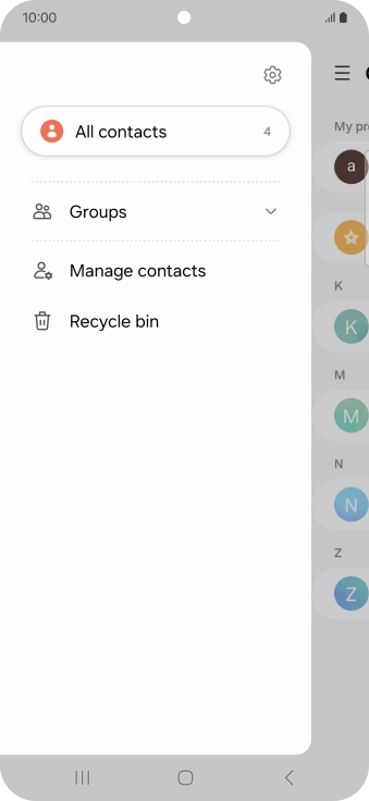 Press Manage contacts. Press Manage contacts.
