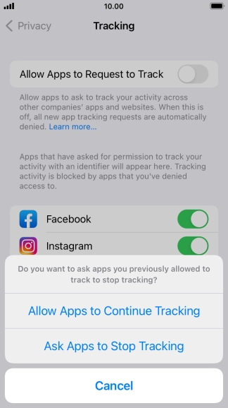 If you turn off the function, press the required setting.