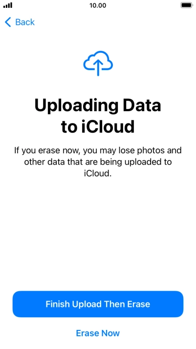 Press the required setting.