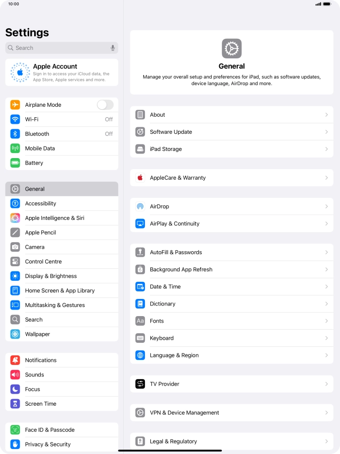 Press Apple Account. Press Apple Account.