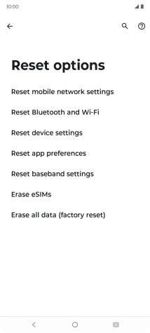 Press Erase all data (factory reset).