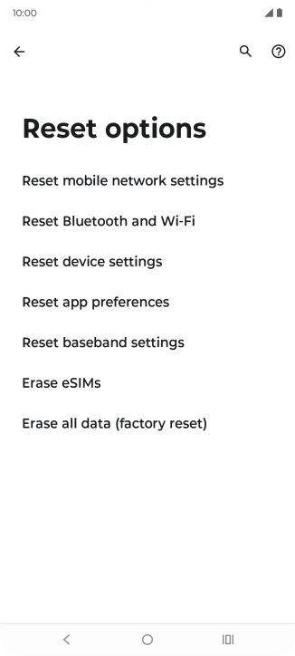 Press Erase all data (factory reset).