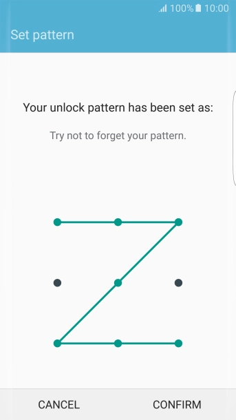 Repeat the selected phone lock code and press CONFIRM.