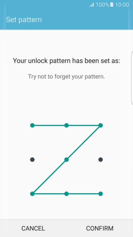 Repeat the selected phone lock code and press CONFIRM.