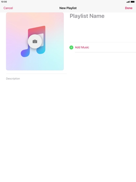 Press the text input field and key in a name for the playlist. Press the text input field and key in a name for the playlist.