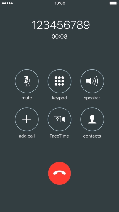 Press the end call icon.