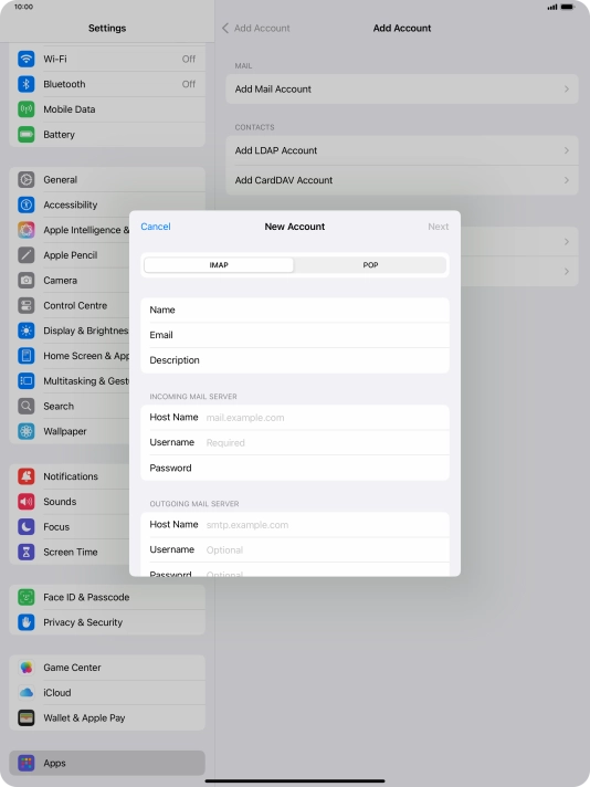 Press IMAP. Press IMAP.