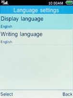 Select Display language and press the Left selection key.