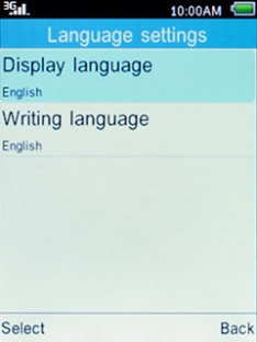Select Display language and press the Left selection key.
