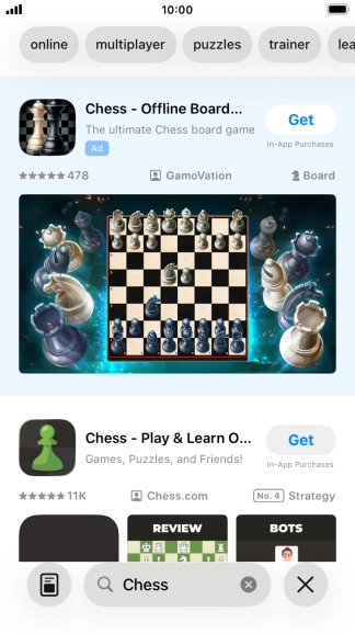 Press the required app.