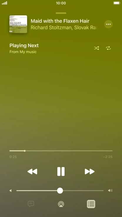 Press the shuffle icon to turn the function on or off.