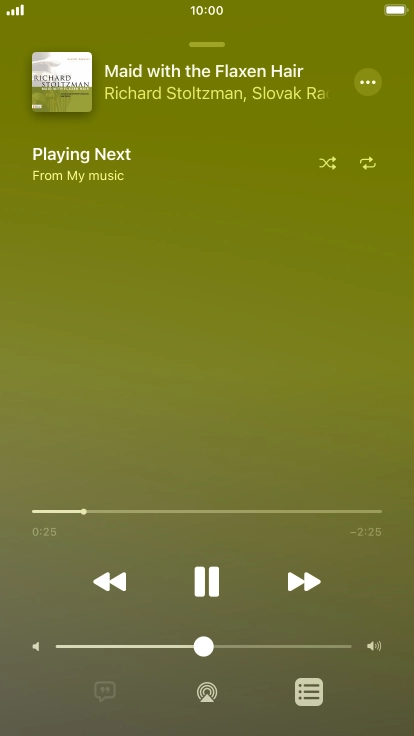 Press the shuffle icon to turn the function on or off. Press the shuffle icon to turn the function on or off.