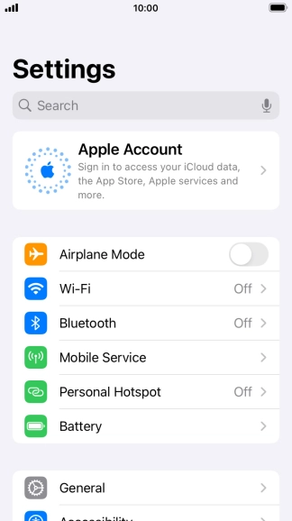 Press Apple Account.