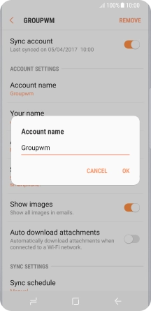 Key in the required name for the email account and press OK. Key in the required name for the email account and press OK.