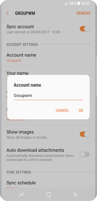 Key in the required name for the email account and press OK. Key in the required name for the email account and press OK.