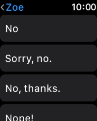Press the required quick reply. Press the required quick reply.
