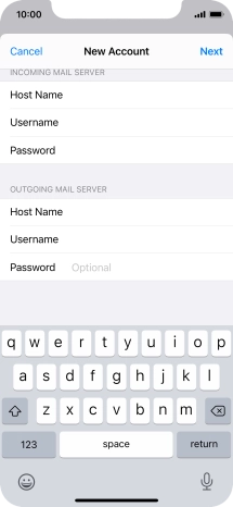 Press Password and key in the password for your email account. Please note that if you're using Vodafone's outgoing server, leave the password field empty.