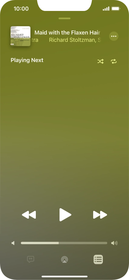 Press the shuffle icon to turn the function on or off. Press the shuffle icon to turn the function on or off.