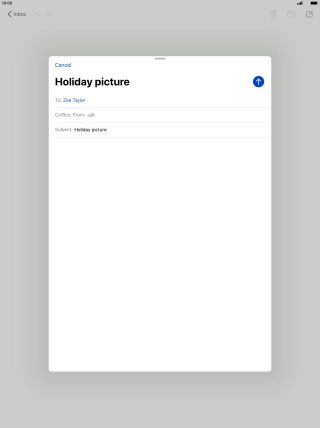 Press the text input field and write the text for your email message. Press the text input field and write the text for your email message.