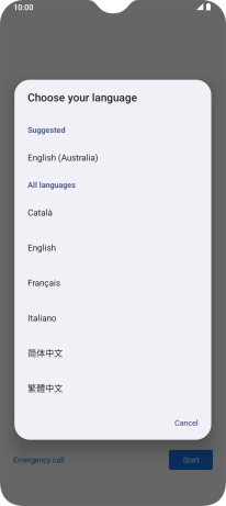 Press the required language. Press the required language.