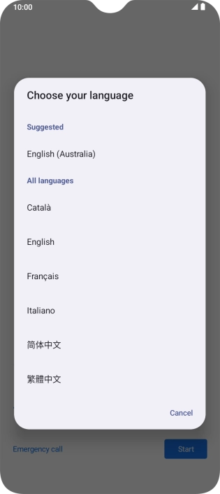 Press the required language. Press the required language.