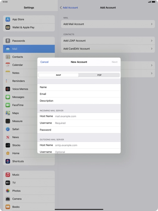 Press IMAP. Press IMAP.