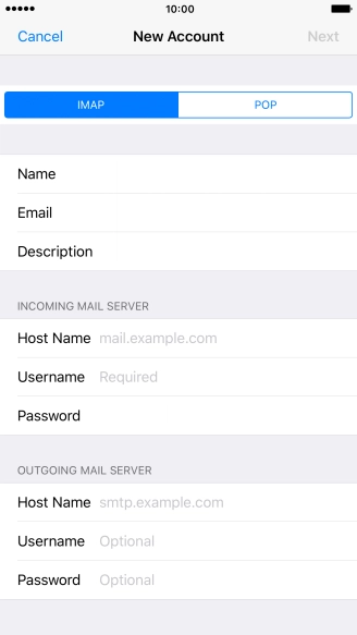 Press IMAP.