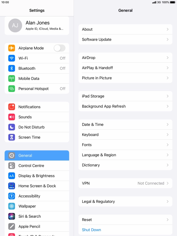 Press Software Update. If a new software version is available, it's displayed. Follow the instructions on the screen to update the tablet software.
