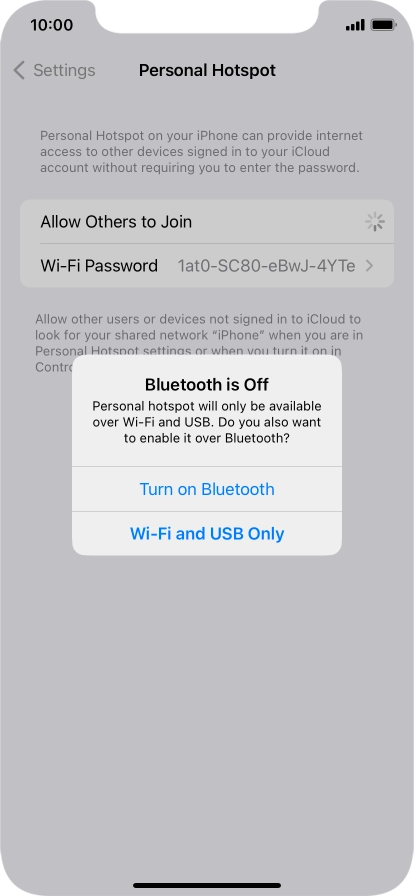 If Wi-Fi is turned on, press Wi-Fi and USB Only.