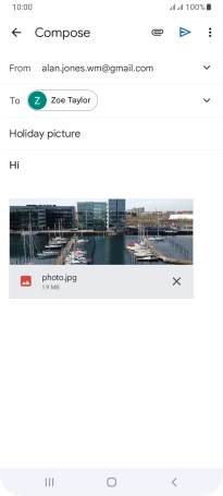 Press the send icon when you've finished your email message. Press the send icon when you've finished your email message.