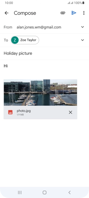 Press the send icon when you've finished your email message. Press the send icon when you've finished your email message.